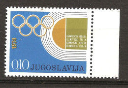 Yougoslavie 1974 N° 1446 ** Sport, Jeux Olympiques, Stade, Anneaux, Valeur D'Appoint, Comité International, Course - Unused Stamps