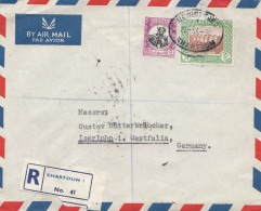 Sudan 1952: Air Mail Registered No. 041 Khartoum 2 To Iserlohn - Sudan (1954-...)