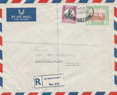 Sudan 1952: Air Mail Registered Khartoum 2 To Iserlohn - Sudan (1954-...)