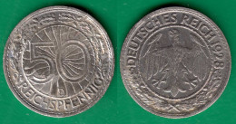 50 Reichpfennig 1928 D Deutsches Reich Weimar - Jaeger 324   (32851 - 50 Rentenpfennig & 50 Reichspfennig