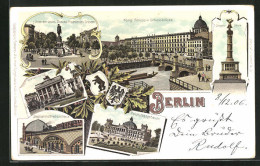 Lithographie Berlin, Reichstagsgebäude, Sieges-Säule, Brandenburger Tor  - Brandenburger Deur