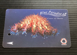 Singapore SMRT TransitLink Metro Train Subway Ticket Card, Blue Paradise Crown Of Thorns, Set Of 1 Used Card - Singapour