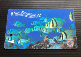 Singapore SMRT TransitLink Metro Train Subway Ticket Card, Blue Paradise Fish, Set Of 1 Used Card - Singapour