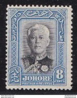 1940 JOHORE - SG N° 130 8c. Black And Pale Blue MNH/** - Andere & Zonder Classificatie