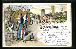 Lithographie Ganzsache PP27C51 /02: Ravensburg, 27. Schwäb. Sängerbundesfest 1904, Festpostkarte  - Postkarten