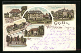 Lithographie Altdöbern, Gräfliches Schloss Reddern, Gräfliches Schloss Alt-Döbern, Rittergut Pritzen  - Doebern