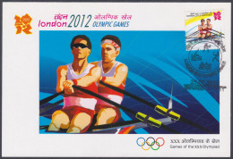 Inde India 2012 Maximum Max Card Olympic Games, Olympics Sport, Sports, Rowing, Row Boat, Boating, Water, London - Brieven En Documenten