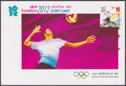 Inde India 2012 Maximum Max Card Olympic Games, Olympics Sport, Sports, Volleyball, London - Storia Postale