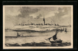 Künstler-AK Wangerooge, Stadtansicht In Der Silvesternacht 1854 /55 Zur Sturmflut  - Wangerooge