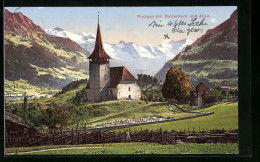 AK Frutigen, Kirche Mit Doldenhorn Und Alleis  - Frutigen