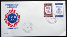 Iceland 1976  200 Years Of Postal Service . MiNr.516-17   FDC  ( Lot 6671 ) - FDC