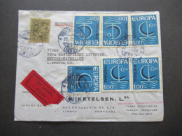 Portugal 1966 Freimarken MiF Mit 9x Europa! Por Proprio Expres / Expresso Lisboa Bahnpost Stempel Hagen (Westf) - FFM - Brieven En Documenten