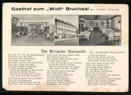 AK Bruchsal, Gasthof Zum Wolf, De Brusler Dorscht  - Bruchsal