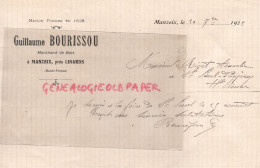87 - LINARDS A MANZEIX- RARE LETTRE MANUSCRITE GUILLAUME BOURISSOU-MARCHAND DE BOIS- 1922-RIVET SAINT PAUL EYJEAUX - Artigianato