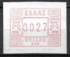 GREECE 1984 FRAMA Stamp 27 DR 009 Athens Central Hellas M 6 MNH - Automatenmarken [ATM]