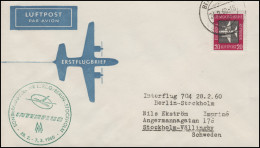 Luftpost INTERFLUG IF 704 Berlin-Kobenhagen 28.2.60, Drucksache BERLIN 24.2.60 - Posta Aerea