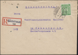 936 Ziffer 84 Pf. EF R-Brief Not-R-Zettel GILDEHAUS 8.2.47 Nach Hannover 11.2.47 - Covers & Documents