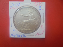 SUISSE 5 FRANCS 1874 B (POINT) ARGENT ASSEZ RARE ! COTES:140-240-620 EURO (A.4) - 5 Franken