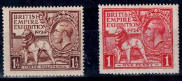 GREAT BRITAIN 1924 BRITISH EMPIRE EXHIBITION IN WEMBLEY MI No 166-7 MLH VF!! - Unused Stamps