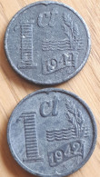 2 X NEDERLAND : 1 CENT 1942 & Schaarse 1944 KM 170 - 1 Centavos