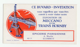 Buvard Publicitaire "Exposition Meccano Et Trains Hornby - Epicerie Parisienne A. Martin à Ecommoy (Sarthe)" - Sonstige & Ohne Zuordnung