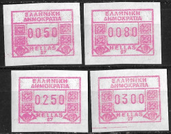 GREECE 1991 FRAMA Stamps 07 Syntagma Square Set Of 50-80-250-300 D MNH Hellas M 24 - Automatenmarken [ATM]