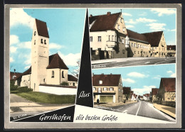 AK Gersthofen, Evangelische Kirche, Rathaus, Donauwörther-Strasse  - Gersthofen