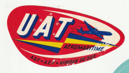 Fixe étiquette Bagages UAT Aéromaritime AOF AEF Afrique Du Sud - Andere & Zonder Classificatie