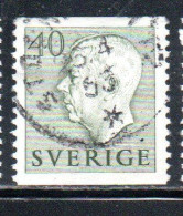 SWEDEN SVERIGE SVEZIA SUEDE 1954 KING GUSTAF VI ADOLF 40o USED USATO OBLITERE' - Gebraucht