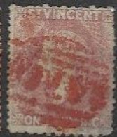 St Vincent VFU 1873 550 Euros Rare Perf 11,5-12:15 Rare RED CANCEL - St.Vincent (...-1979)