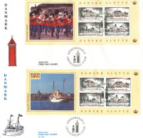 Denmark FDC 17-3-1994 Danish Castles Nordia 94 Cachet, 2 Souvenir Sheets From A Booklet On 2 Covers - FDC