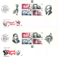 Denmark FDC 2-6-1999 Danish Comedians, 2 Souvenir Sheets From A Booklet On 2 Covers - FDC