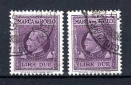 ITALIE Revenue Stamps Fiscal - Marca Da Bollo (1935-1940) Revenu 2 Stuks - Revenue Stamps