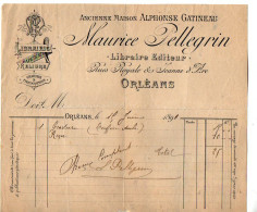 VP23.216 - 1893 - Facture - Librairie, Papeterie, Reliure ...Maurice PELLEGRIN, Libraire Editeur à ORLEANS - Imprimerie & Papeterie