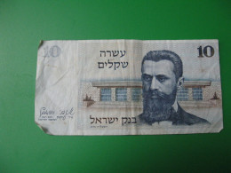 Israel Billet 10 SHEQUALIM SHEQEL 1978 DR THEODOR HERZL BARBUE - Israel