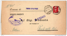 1946 LETTERA CON ANNULLO FARRA D'ALPAGO BELLUNO + PONTE NELLE ALPI - Poststempel