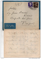 1940  LETTERA VIA AEREA DA   CAGLIARI  X TRIPOLI  CON TESTO  +  UFFICIO CONTROLLO POSTA MILITARE AERONAUTICA - Marcophilie (Avions)