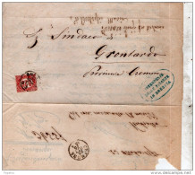 1875  LETTERA CON ANNULLO BRESCIA + CREMONA - Dienstmarken