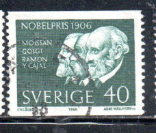 SWEDEN SVERIGE SVEZIA SUEDE 1966 NOBEL PRIZE WINNERS HENRI MOISSAN CAMILLO GOLGI SANTIAGO RAMON Y CAJAL 40o USATO USED - Usados