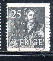 SWEDEN SVERIGE SVEZIA SUEDE 1951 CHRISTOPHER POLHEM 25o USED USATO OBLITERE' - Gebraucht