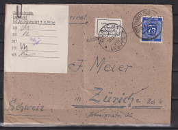 Kontrollrat Auslandsbrief Quedlinburg/8.9.47 Nach Zürch EF934 Mit Aukleber Unbekannt Und Angeheftetem Postzettel - Covers & Documents