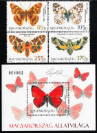 Hungary - 2011 - Butterflies - Mint Stamp Set + Souvenir Sheet - Unused Stamps