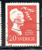 SWEDEN SVERIGE SVEZIA SUEDE 1958 SELMA LAGERLOF 20o USED USATO OBLITERE' - Gebraucht