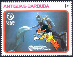 143 Barbuda Antigua Mickey Plongee Diver Dauphin Dolphin MNH ** Neuf SC (ABB-1) - Dolphins