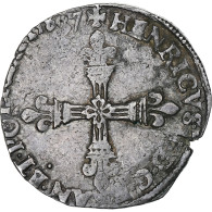 France, Henri III, 1/4 Ecu, 1587, Paris, Argent, TB+, Gadoury:494 - 1574-1589 Henri III