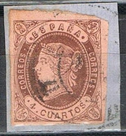 Sello 4 Cuartos Isabel II Tipo II, RUEDA CARRETA Numeral 17 ALMERIA, Num 58A º - Gebraucht