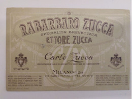 Biglietto Pubblicitario Originale D'epoca Rabarbaro Zucca Milano Via Carlo Farini - Altri & Non Classificati