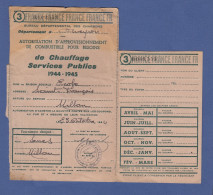 VIEUX PAPIERS - RESTRICTIONS - AUTORISATION D'APPROVISIONNEMENT EN COMBUSTIBLE - AVEYRON 1944-1945 - Documents