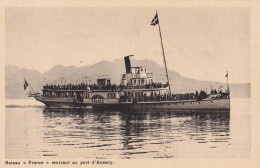 Paddle Boat " France " Annecy Edit Girard Talloires  Bateau à Aube à Vapeur - Transbordadores