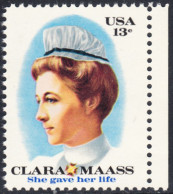 !a! USA Sc# 1699 MNH SINGLE W/ Right Margin - Clara Maass - Neufs